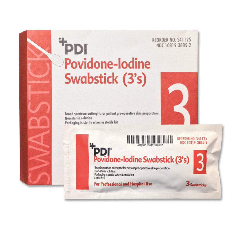 Surgical Prep Swabstick Povidone-Iodine 10% 3\'s 4" product image