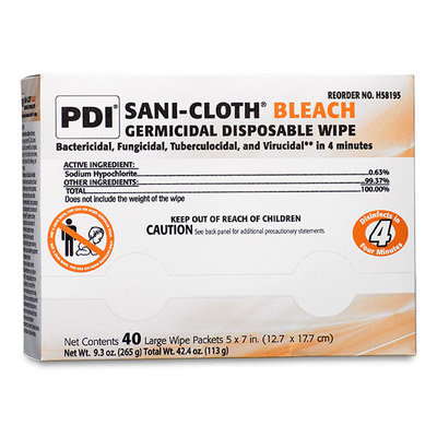 Sani-Cloth Bleach Germicidal Wipes Large Individual Packets 40/Bx thumbnail 2