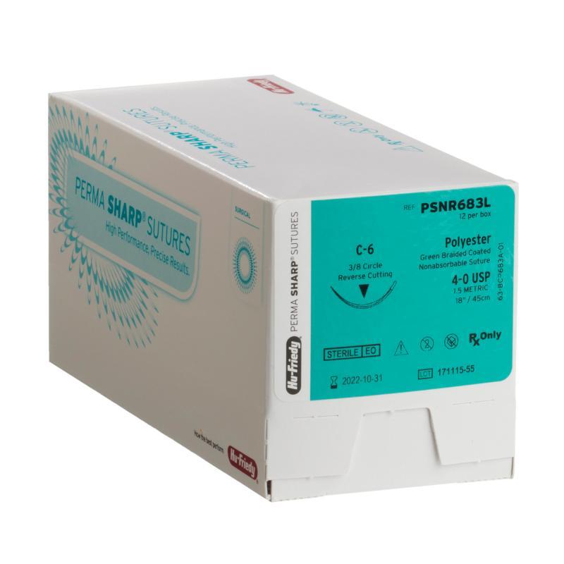 Perma Sharp Suture 3-0 18" Polyester Monofilament C-6 Green 12/Bx thumbnail 4