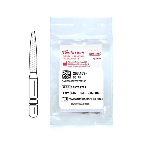 Two Striper Diamond Bur Friction Grip Very Fine 260.10VF 50/Pk thumbnail 5