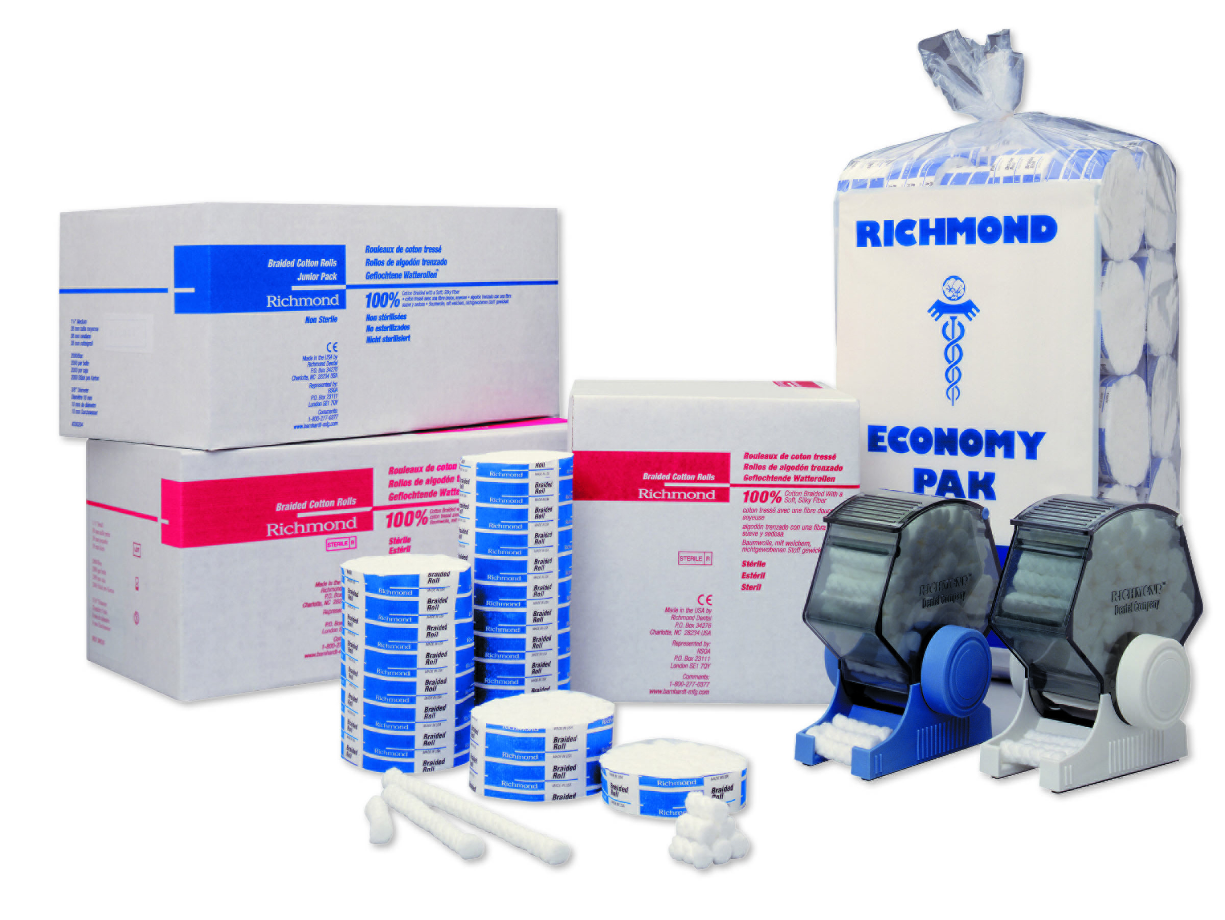 Braided Cotton Rolls, Medium, Economy Pack, 3/8" x 1 1/2", 2500/Pk thumbnail 12