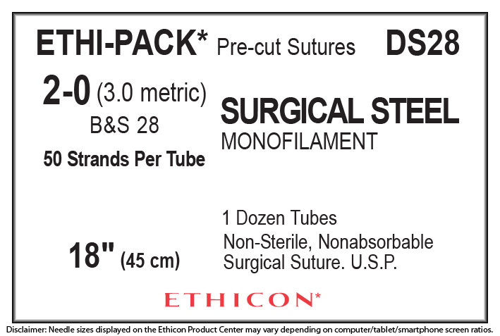 ETHICON ETHI-PACK SURGICAL SUTURES (316L) DS28 product image