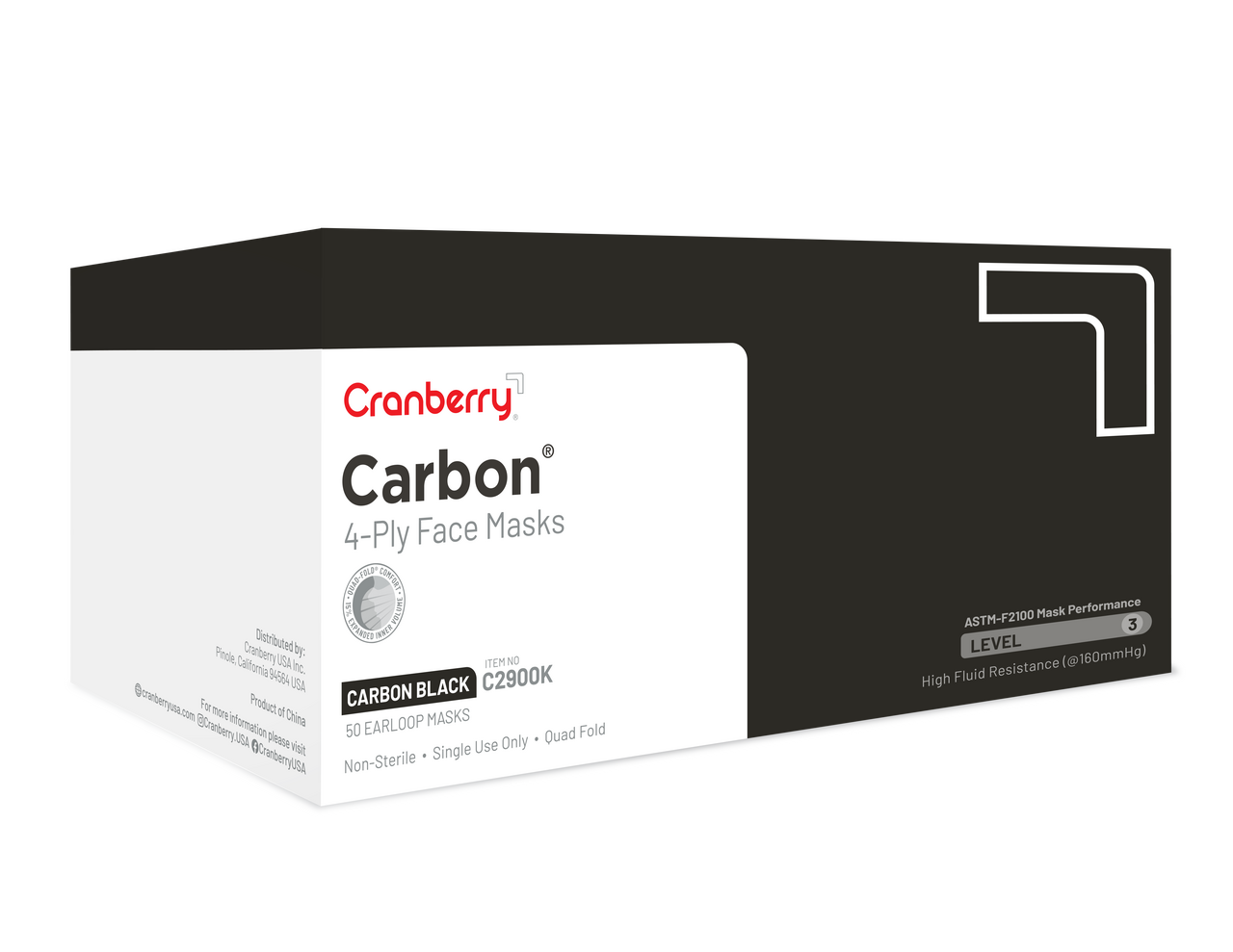 BeeSure Earloop Face Masks, ASTM Level 3, Black, 50/Pk, C2900K thumbnail 12