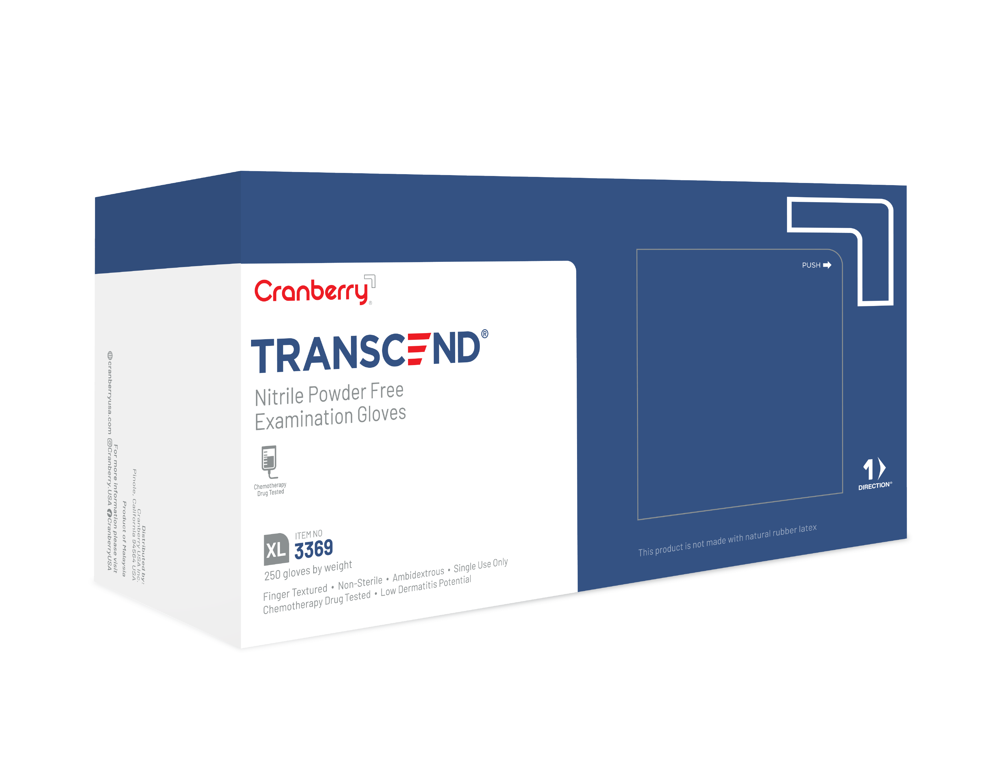 Transcend Nitrile Exam Gloves X-Large Matte Blue Non-Sterile thumbnail 11