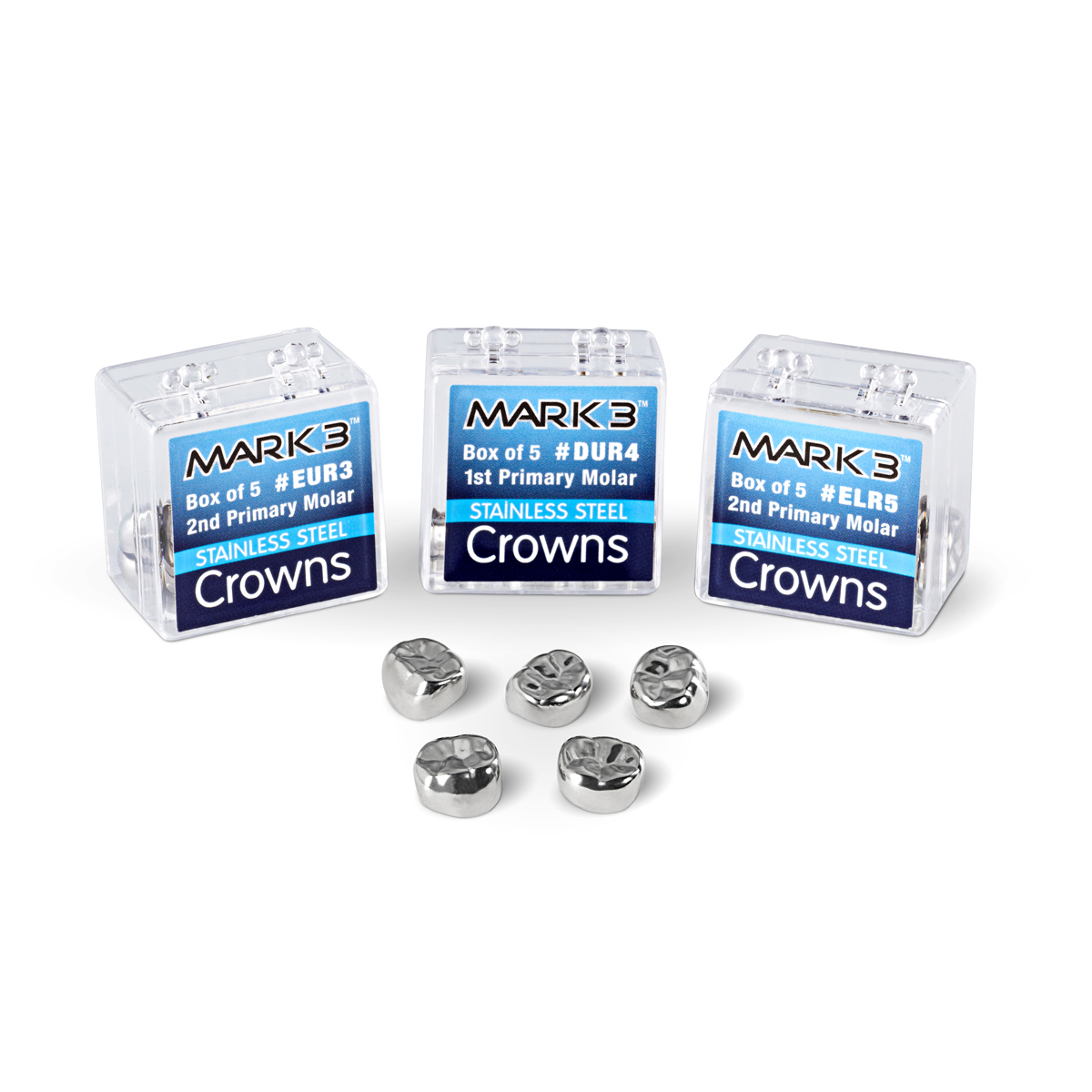 Stainless Steel Crowns 2nd Primary Molar E-UL-5 5/bx. - MARK3 image