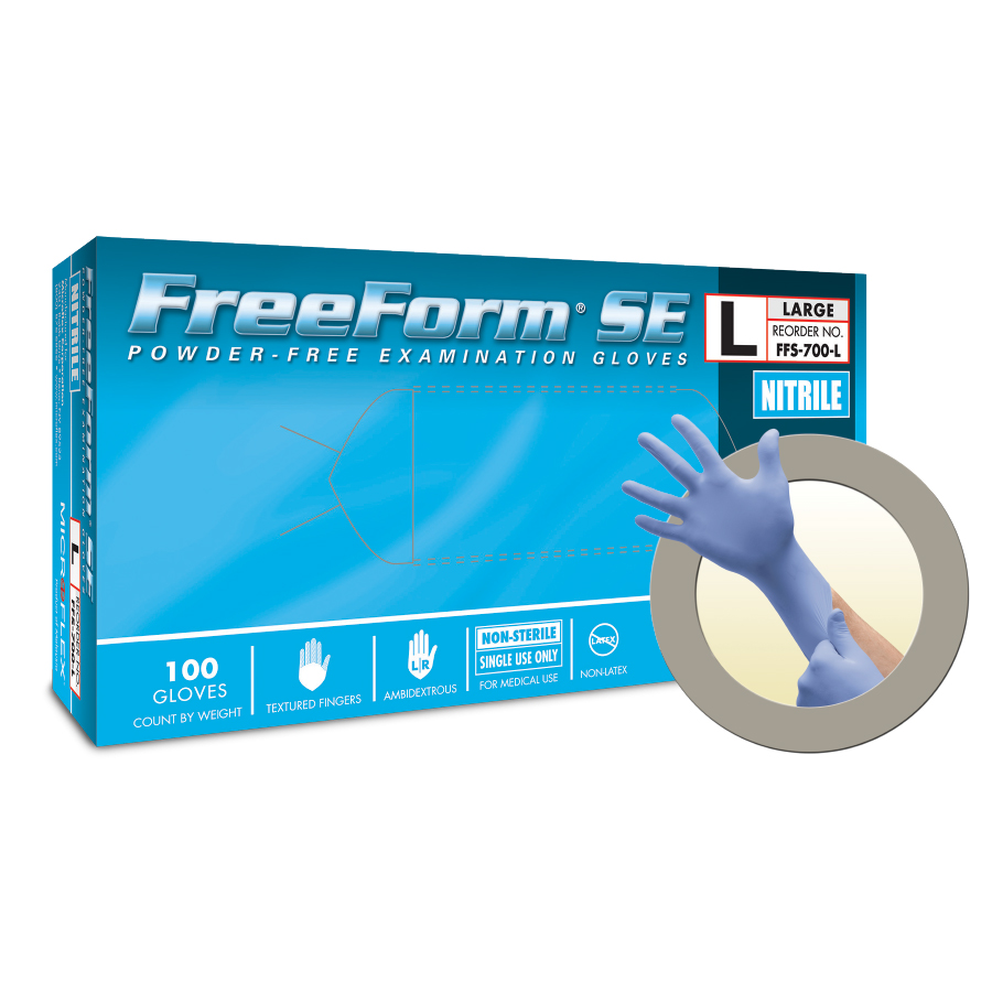 MICROFLEX FreeForm SE Nitrile Exam Gloves Small Blue Non-Sterile 100/Bx thumbnail 9