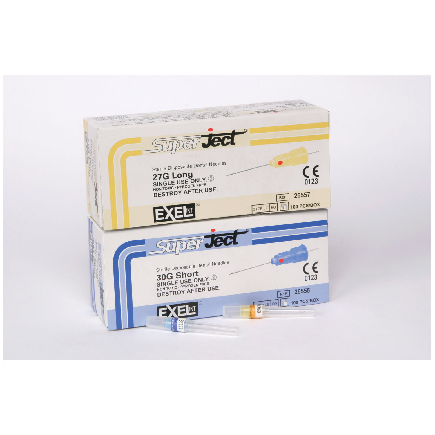Exel Dental Plastic Needle 27ga Long Yellow 100/Box 26557 product image