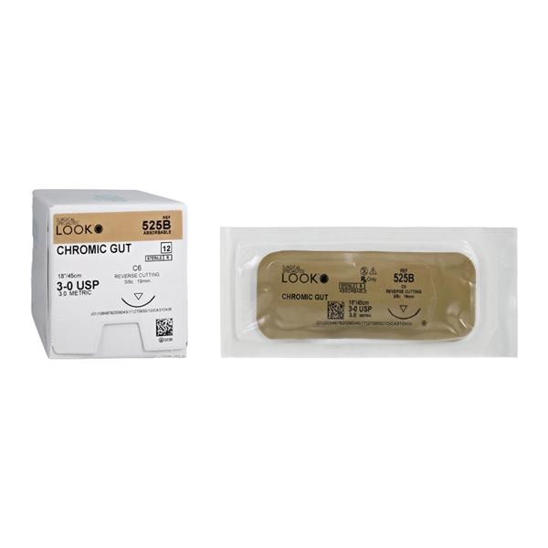 Chromic Gut Suture with C6 Needle (RC), 3/8 Circle, 18"/45 cm, # 3-0, 12/Pk, 525B thumbnail 11