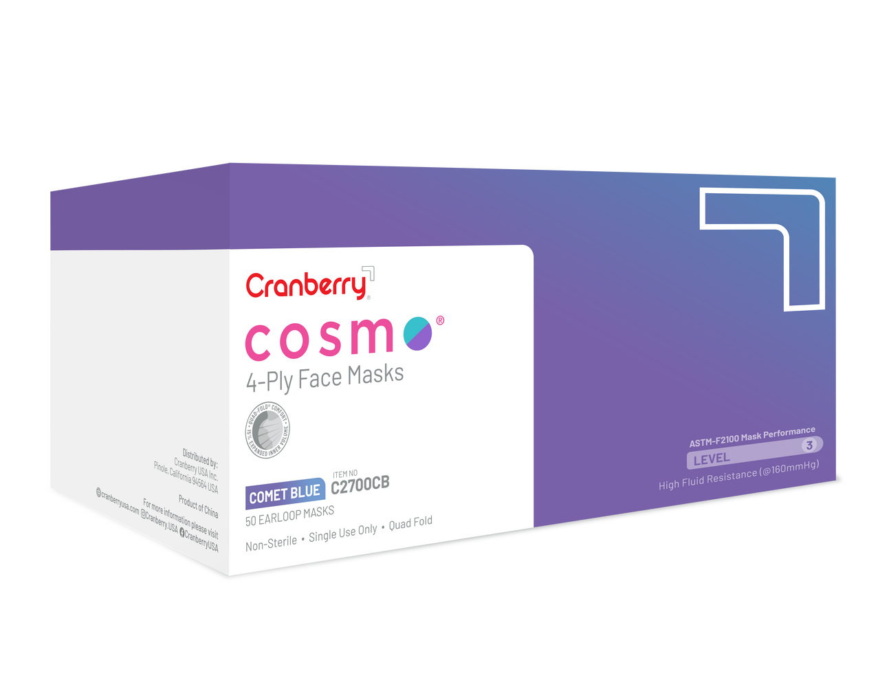 Cranberry - COSMO Face Mask Comet-Blue L3 50/Box thumbnail 16