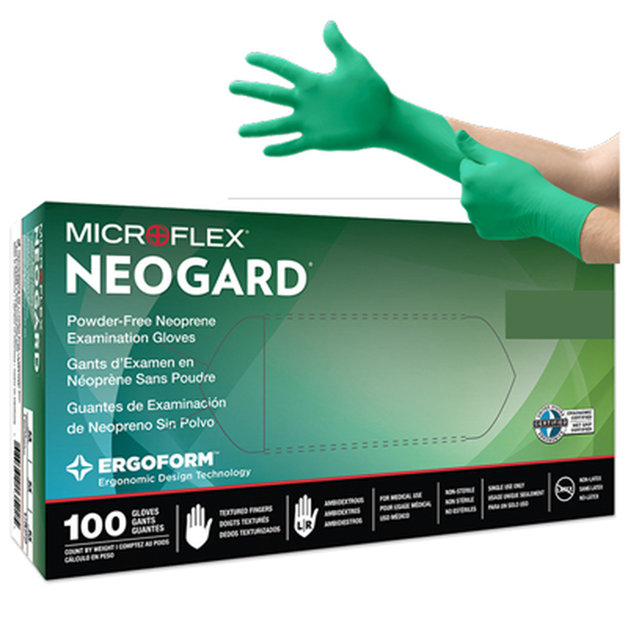 Neogard C52 Chloroprene Gloves, Powder-Free, Extra Large, Green, 100/Box, C524 thumbnail 11