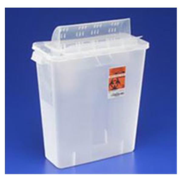 Sharps Container 5qt Trans Rd 4.75x10.75x11" Ld/Wd Opn Hrzntl Drp Plypro Ea thumbnail 2
