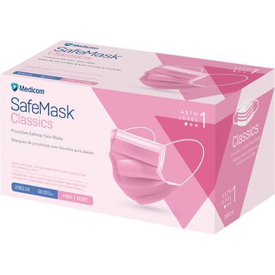 SafeMask Classics Earloop Masks, Level 1, Pink, 50/Bx, 205116 thumbnail 7