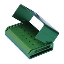 Anodized Aluminum Bur Block, with Swivel Lid, 18-Hole, Green, 1/Pk, 9051021 thumbnail 5