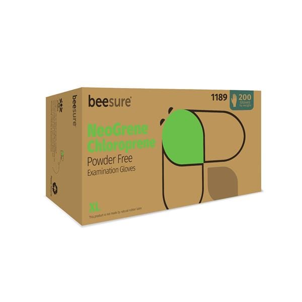 BeeSure NeoGrene Chloroprene Exam Gloves X-Large Green Non-Sterile thumbnail 10