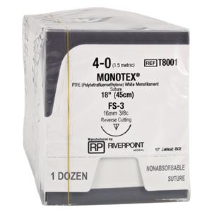 Monotex Suture 4-0 18" Dense Polytetrafluoroethylene Monofilament FS-3 Wt 12/Bx thumbnail 3