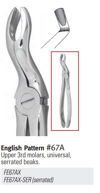 Extracting Forceps Size 67A Serrated Upper 3rd Molar Ea product image