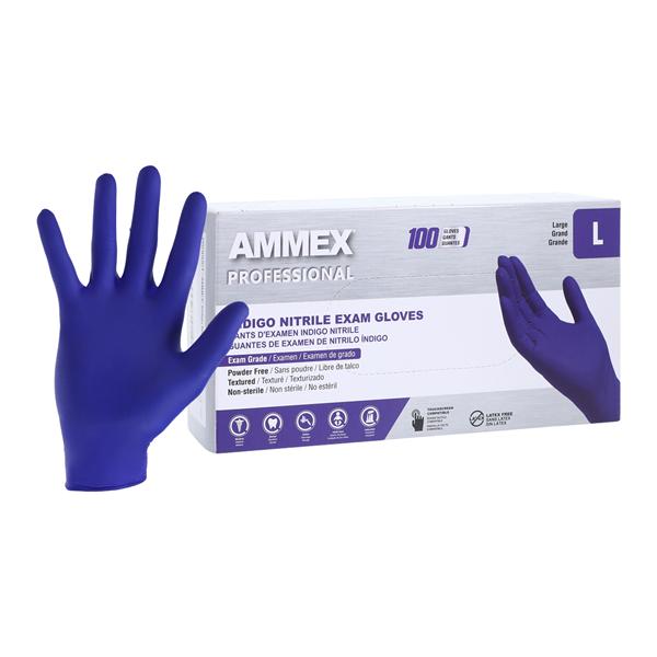 Ammex Nitrile Exam Gloves Large Indigo Non-Sterile thumbnail 7
