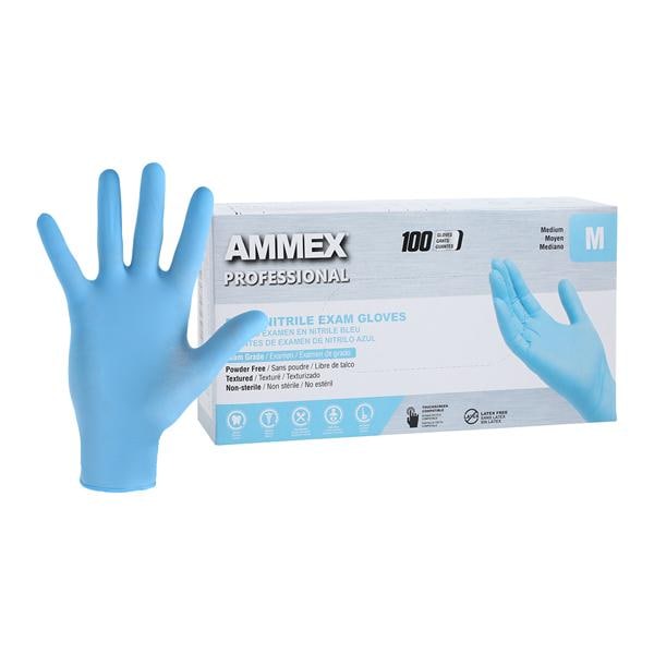 Ammex Nitrile Exam Gloves Medium Blue Non-Sterile thumbnail 3