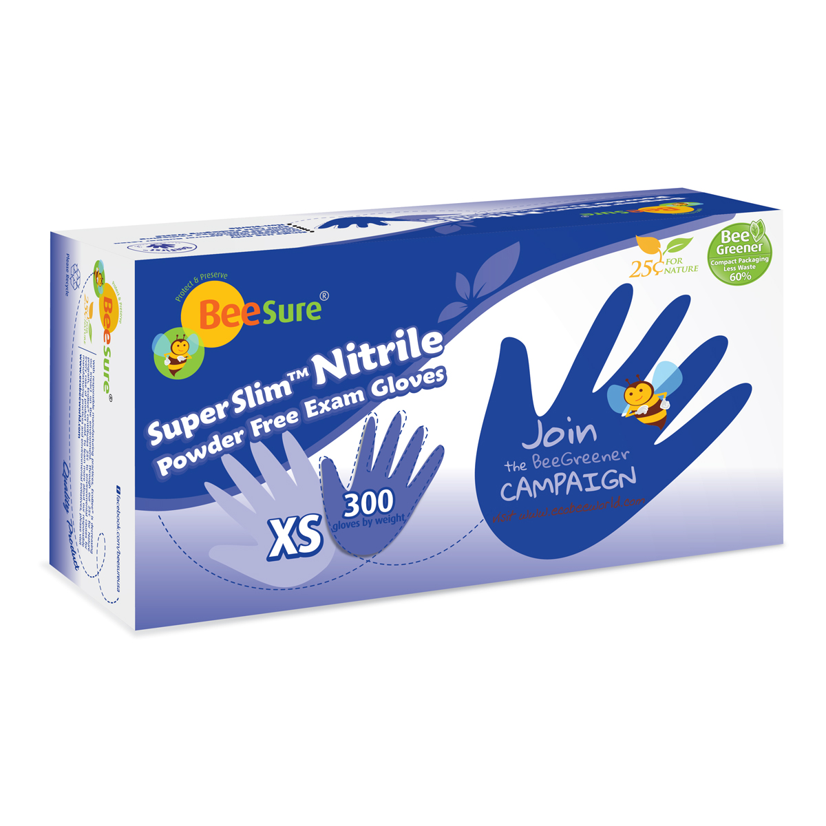 BeeSure SuperSlim Nitrile Examination Gloves, Powder-Free, Large, Cobalt Blue, 300/Box, 1148 thumbnail 15