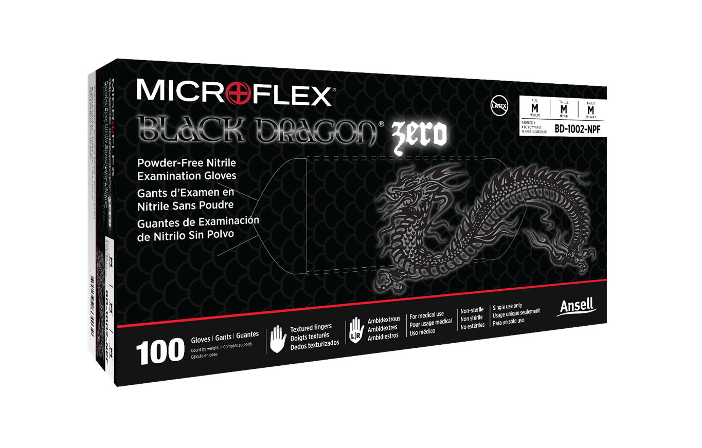 MICROFLEX Black Dragon Zero Nitrile Exam Gloves Small Black Non-Sterile thumbnail 3