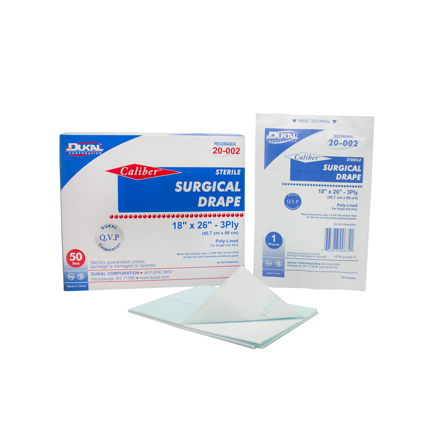 Surgical Drapes 18"x26"  Blue 50/pk Dukal 20-002 product image