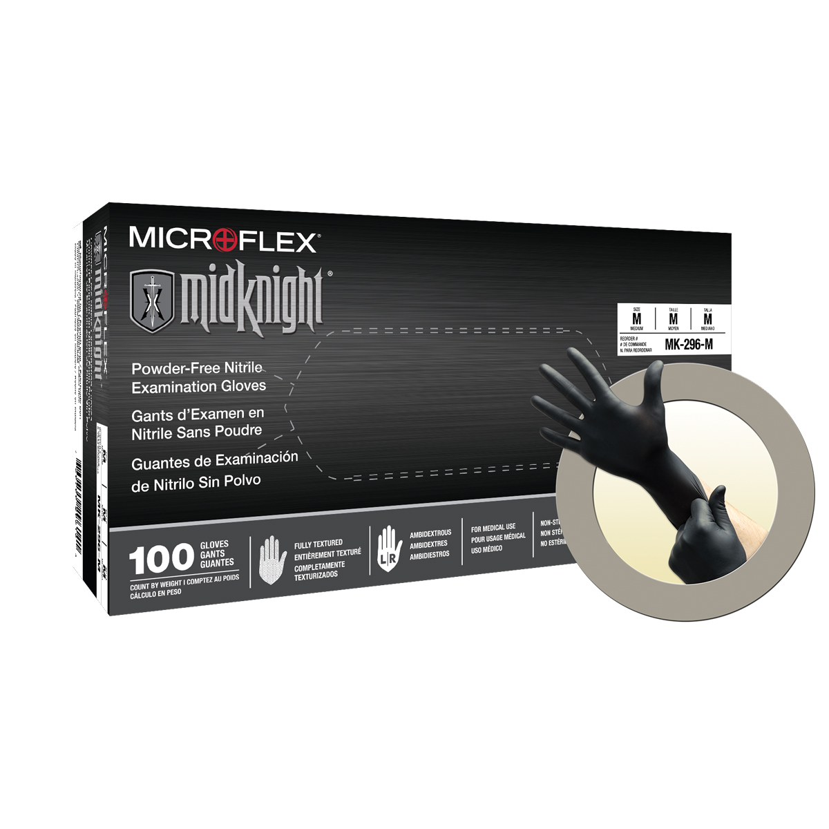 MICROFLEX MidKnight Nitrile Exam Gloves X-Large Black Non-Sterile 100/Bx thumbnail 5