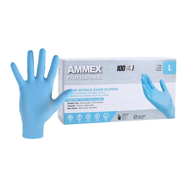 Ammex Nitrile Exam Gloves Large Blue Non-Sterile thumbnail 3