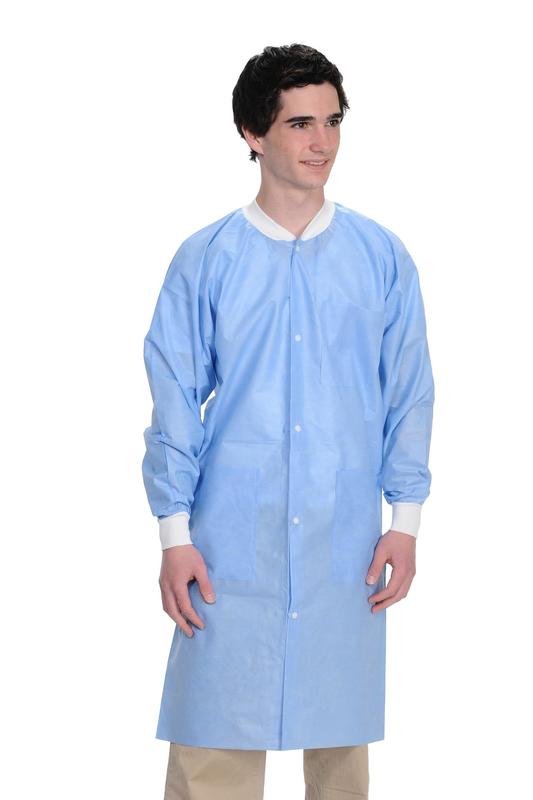 ValuMax Extra-Safe Protective Lab Coat 3 Layer SMS Small Medical Blue 10/Pk thumbnail 5