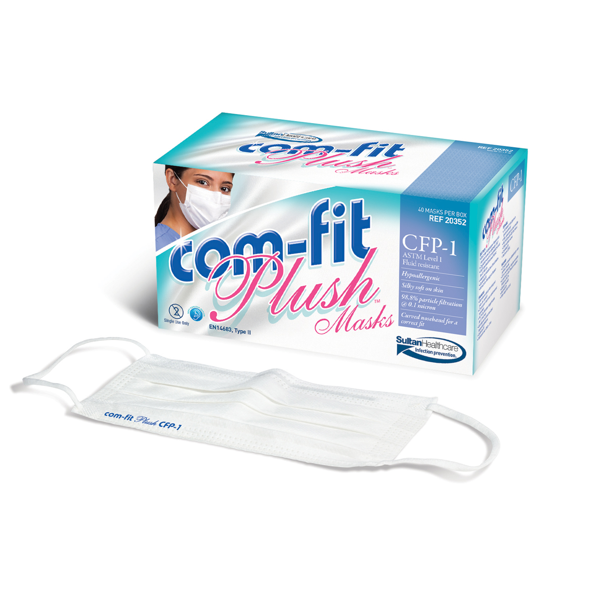 Com-Fit Plush Masks, CFP-1, White, 40/Box thumbnail 8