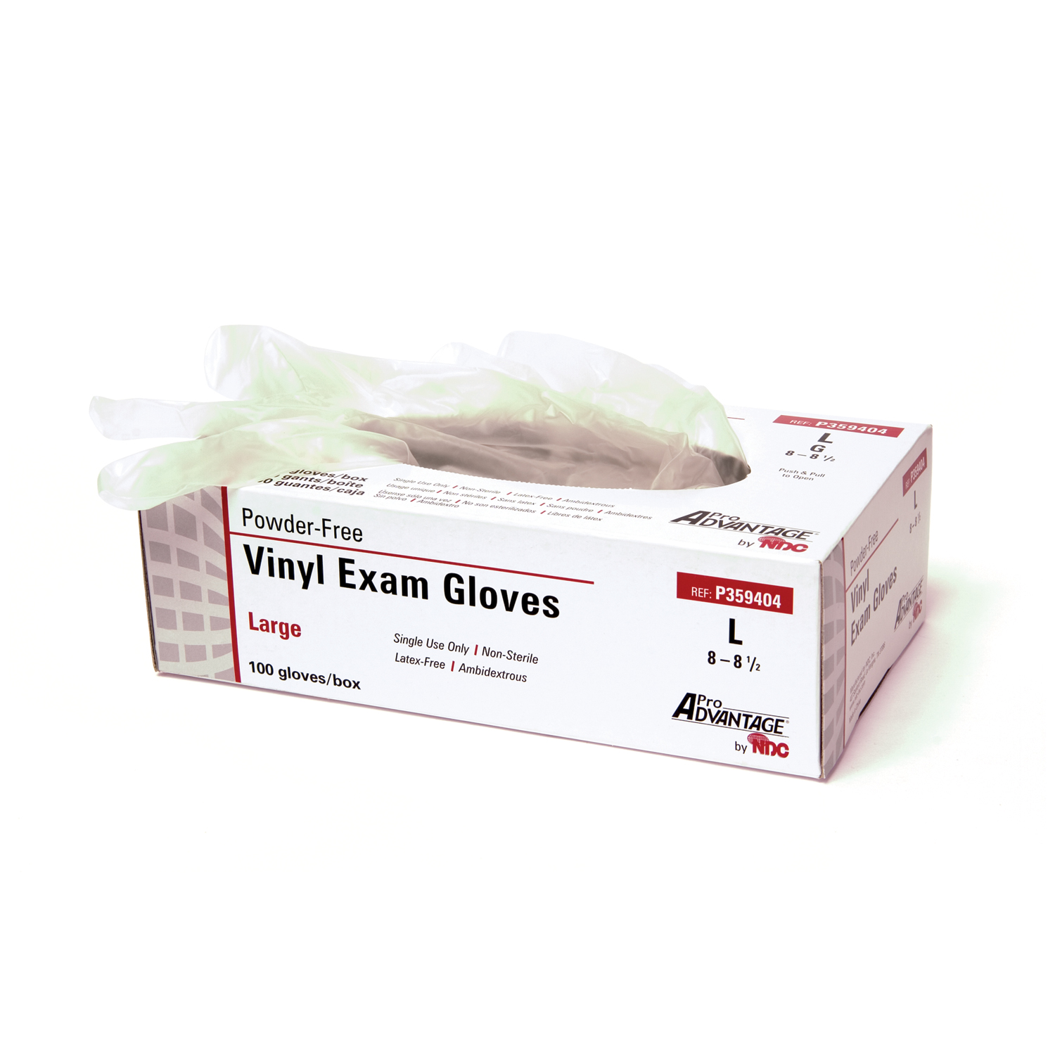NDC Vinyl Exam Gloves PF (L) 10Bx/Cs product image