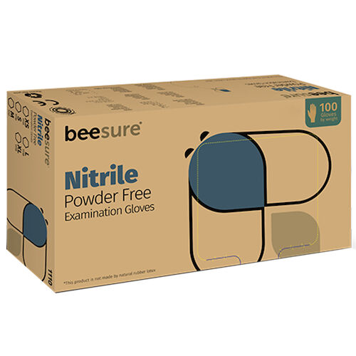 BeeSure Light Blue Nitrile Glove Large 100/Box thumbnail 3