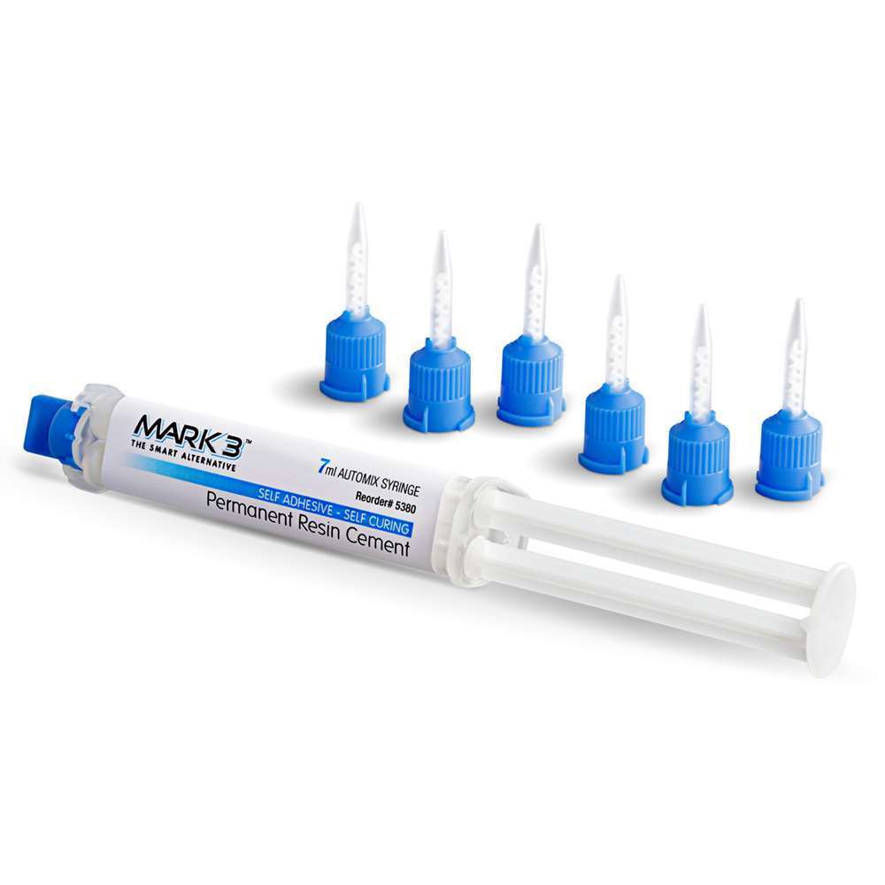 MARK3 Permanent Resin Cement Natural Shade Self Adhesive 7mL Automix Syringe + Mixing Tips 100-5380 product image
