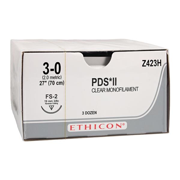 PDS II Suture 3-0 27" Polydioxanone Monofilament FS-2 Clear 36/Bx thumbnail 2