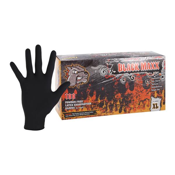 Black Maxx Latex Exam Gloves X-Large Black Non-Sterile thumbnail 2