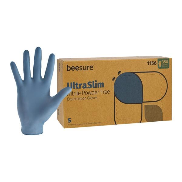 BeeSure UltraSlim Nitrile Exam Gloves Small Standard Blue Non-Sterile thumbnail 15