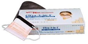 Ultra 3-in-1 Earloop Masks, with Splash Visors, 25/Box, 5673E-SB thumbnail 3