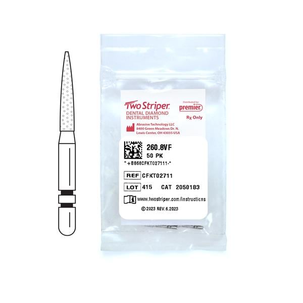 Two Striper Diamond Bur Friction Grip Very Fine 260.8VF 50/Pk thumbnail 6