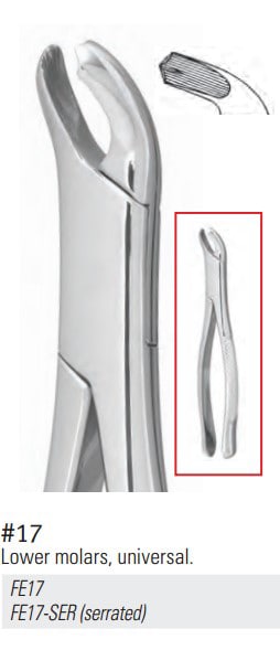Extracting Forceps Size 17 Lower Molars Universal Serrated Ea product image