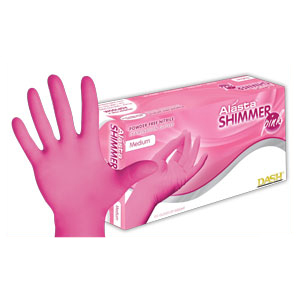 Alasta Shimmer Nitrile Exam Gloves Medium Pink Non-Sterile thumbnail 11