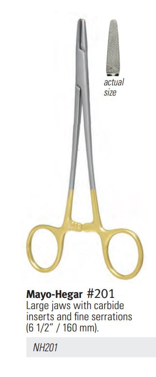 Needle Holder Mayo Hegar Serrated Tungsten Carbide 6.5 in / 160 mm Ea thumbnail 4