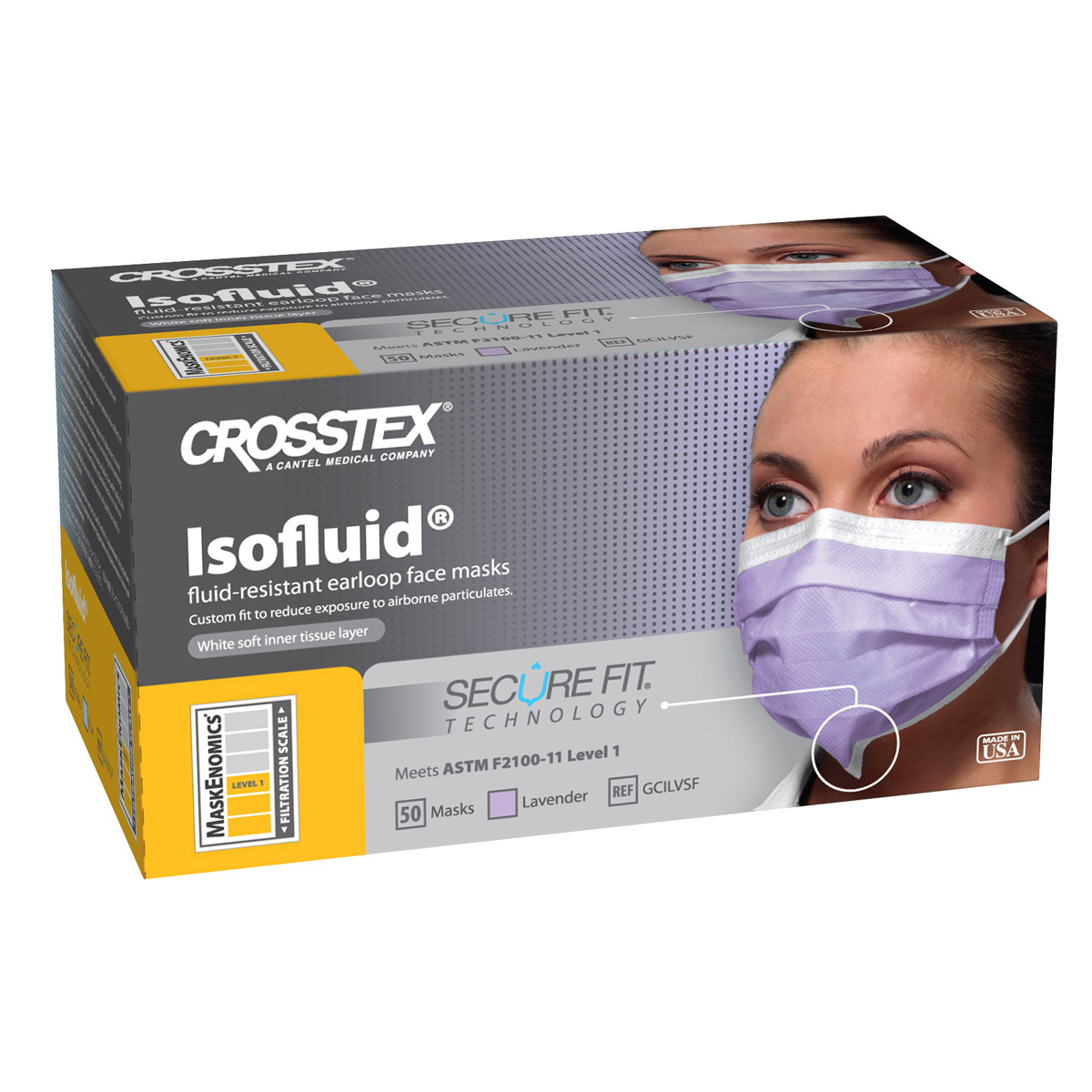 Isofluid SecureFit Earloop Masks, Lavender, 50/Pk, CGILVSF thumbnail 13