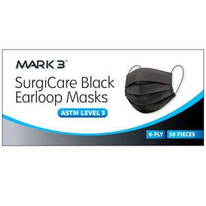 Surgicare Level 3 Black Mask Extra Soft Earloop Face Mask 50Bx - MARK3* product image