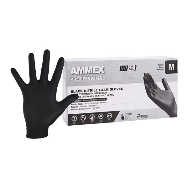 Ammex Nitrile Exam Gloves Medium Black Non-Sterile thumbnail 7