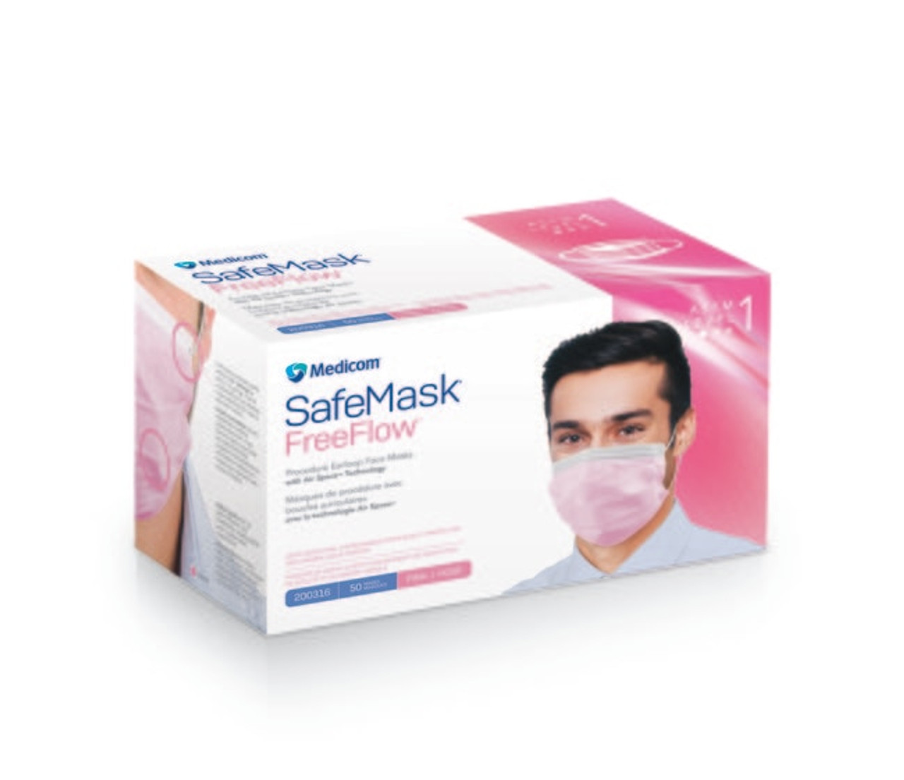 SafeMask FreeFlow Level-1 Masks 50/Bx Pink thumbnail 7
