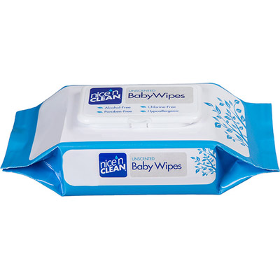 Nice N Clean Baby Wipes White Unscented 7.9x6.6" 80/Bx product image