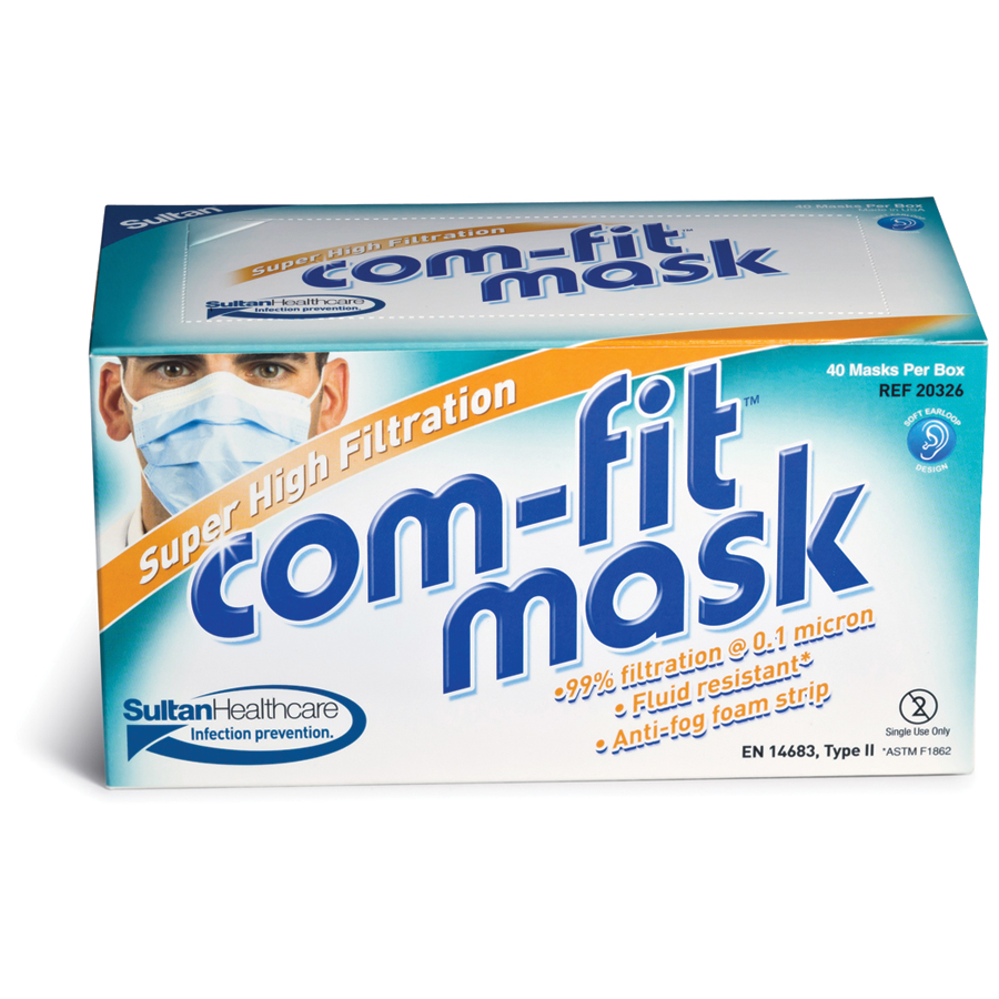 Com-Fit Earloop Super High Filtration Masks, Blue, 40/Box thumbnail 8