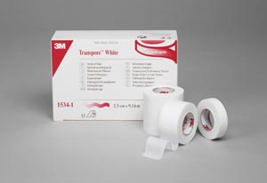 Transpore Surgical Tape Paper/Plastic 1"x10yd White Non-Sterile 12/Bx product image