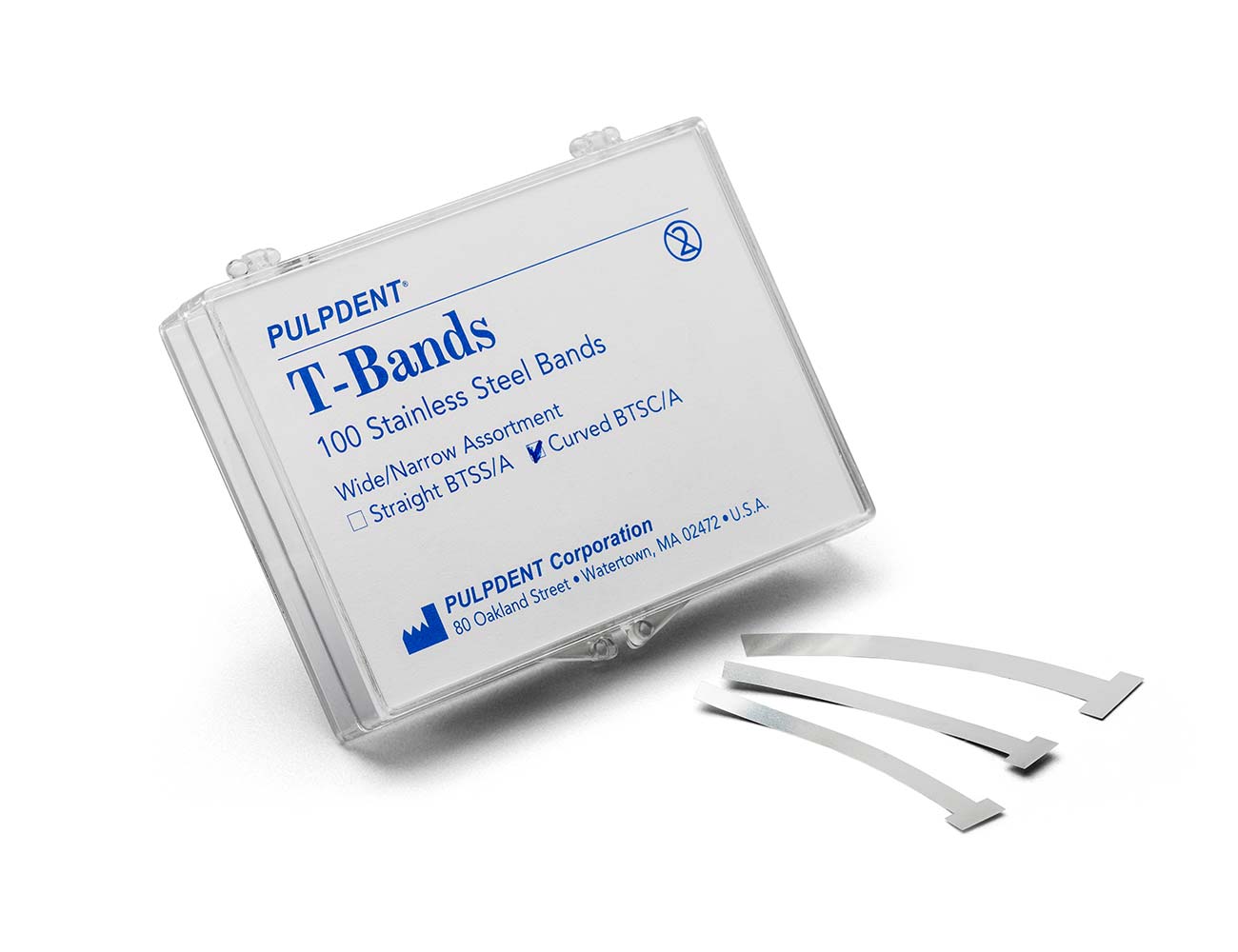 T-Bands, Curved/Assorted, Brass, .002"/.05 mm, 100/Pk, BTBC/A, BTSC/A product image