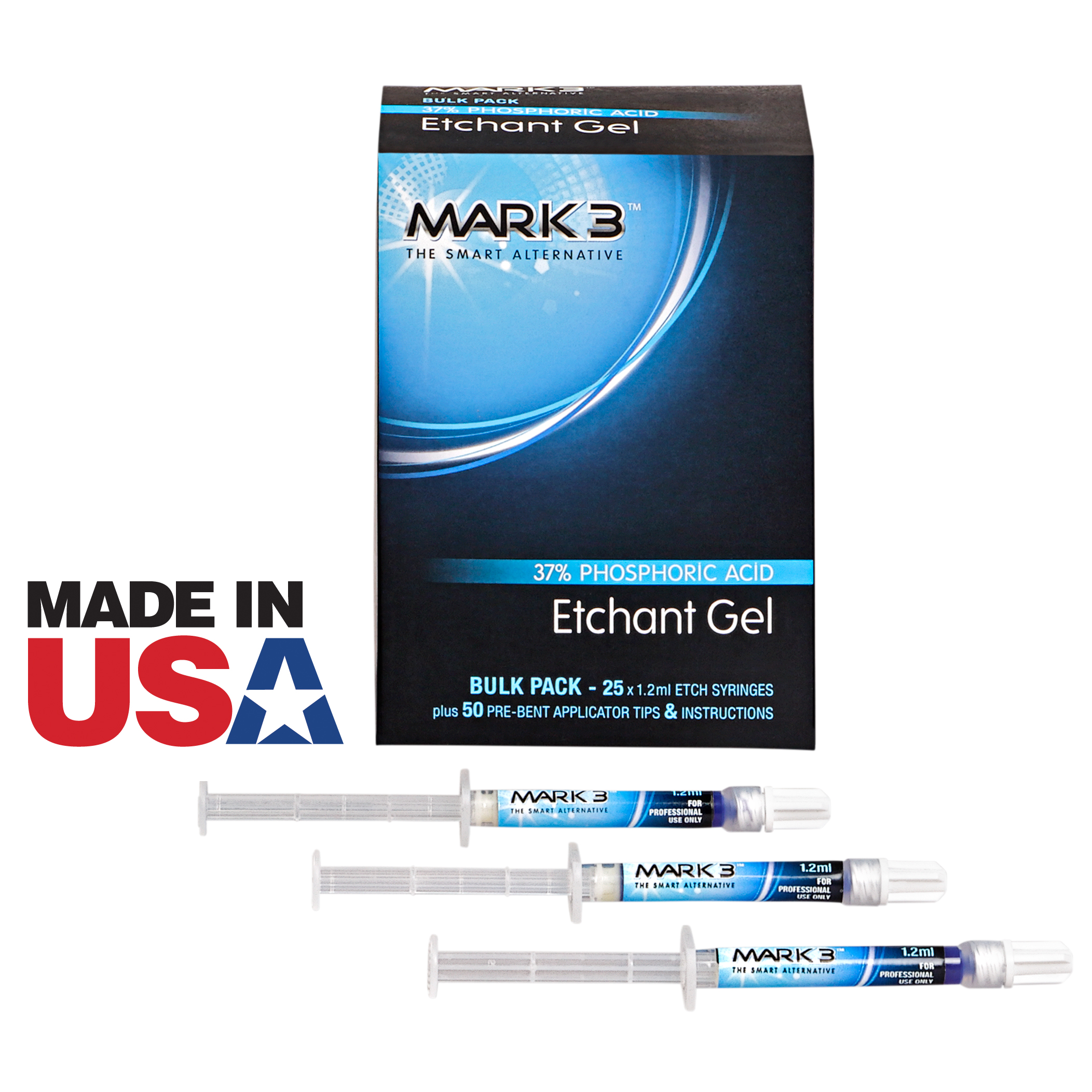 MARK3 Etch Gel 37% Phosphoric Acid Bulk 1.2 ml Syringes  Box of 25 - MARK3 Etch Gel 37% Phosphoric Acid Bulk 1.2 ml Syringes  Box of 25 - Image 1
