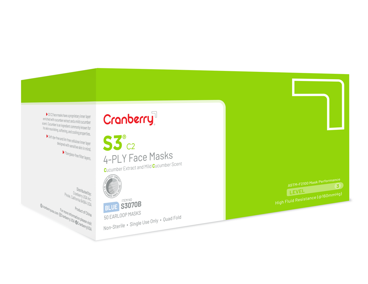 Cranberry S3 C2 Face Masks Blue 50/Bx ASTM Level 3 thumbnail 11